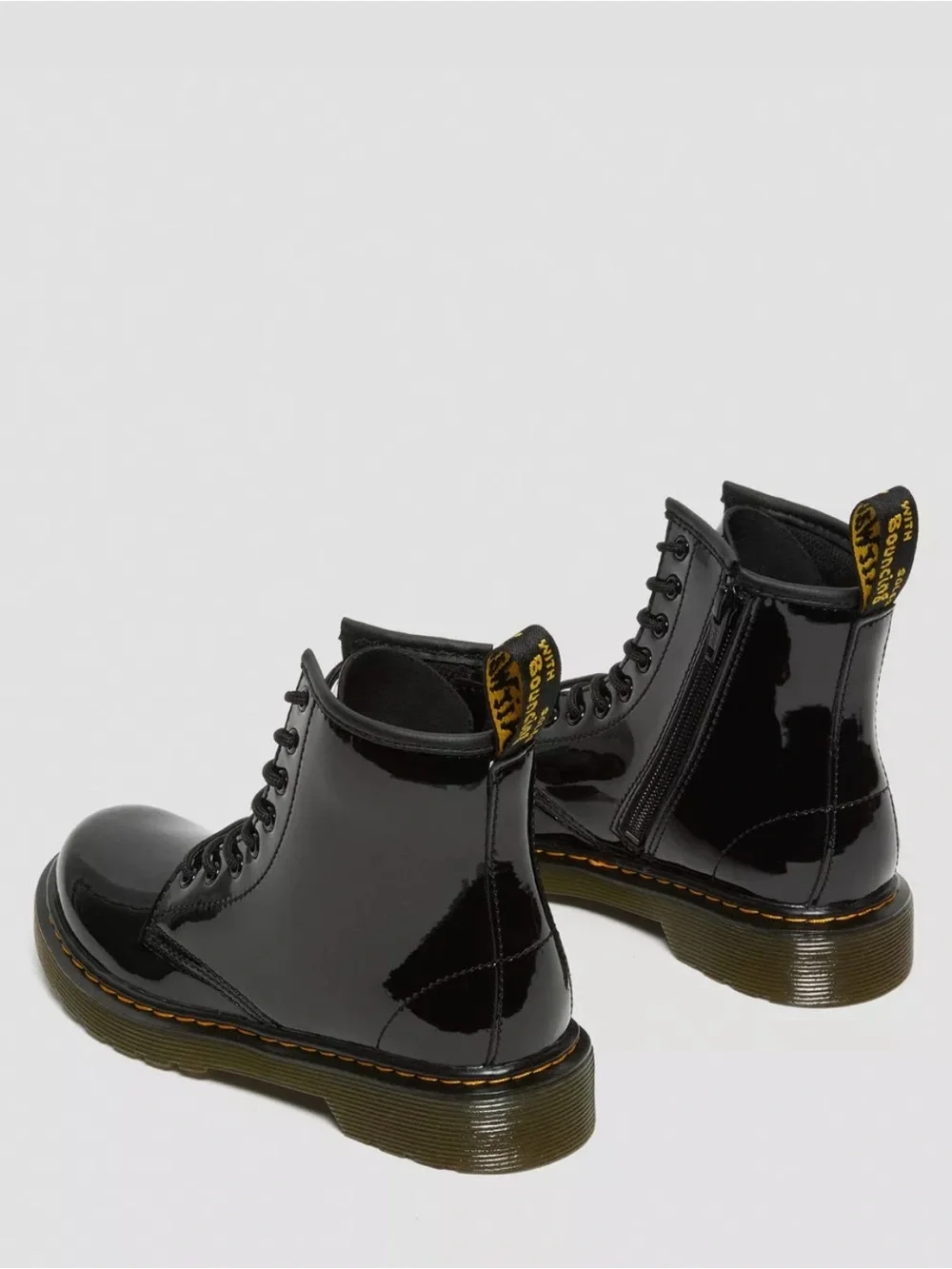 Dr. Martens Junior Glossy Black Patent Lace-Up Ankle Combat Boots Kids Size 3